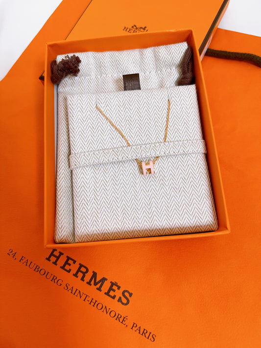 Hermes Mini Pop H Necklace pink x RoseGold